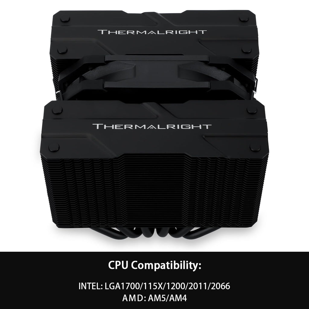 Peerless Assassin 120 MINI Black CPU Air Cooler, 6 Heat Pipes Dual Towers Cooler, with TL-D12B PWM Fans, Desktop PC Cooler for Intel LGA 1851/1700/1150/1151/1200/2011,AMD:AM4/AM5