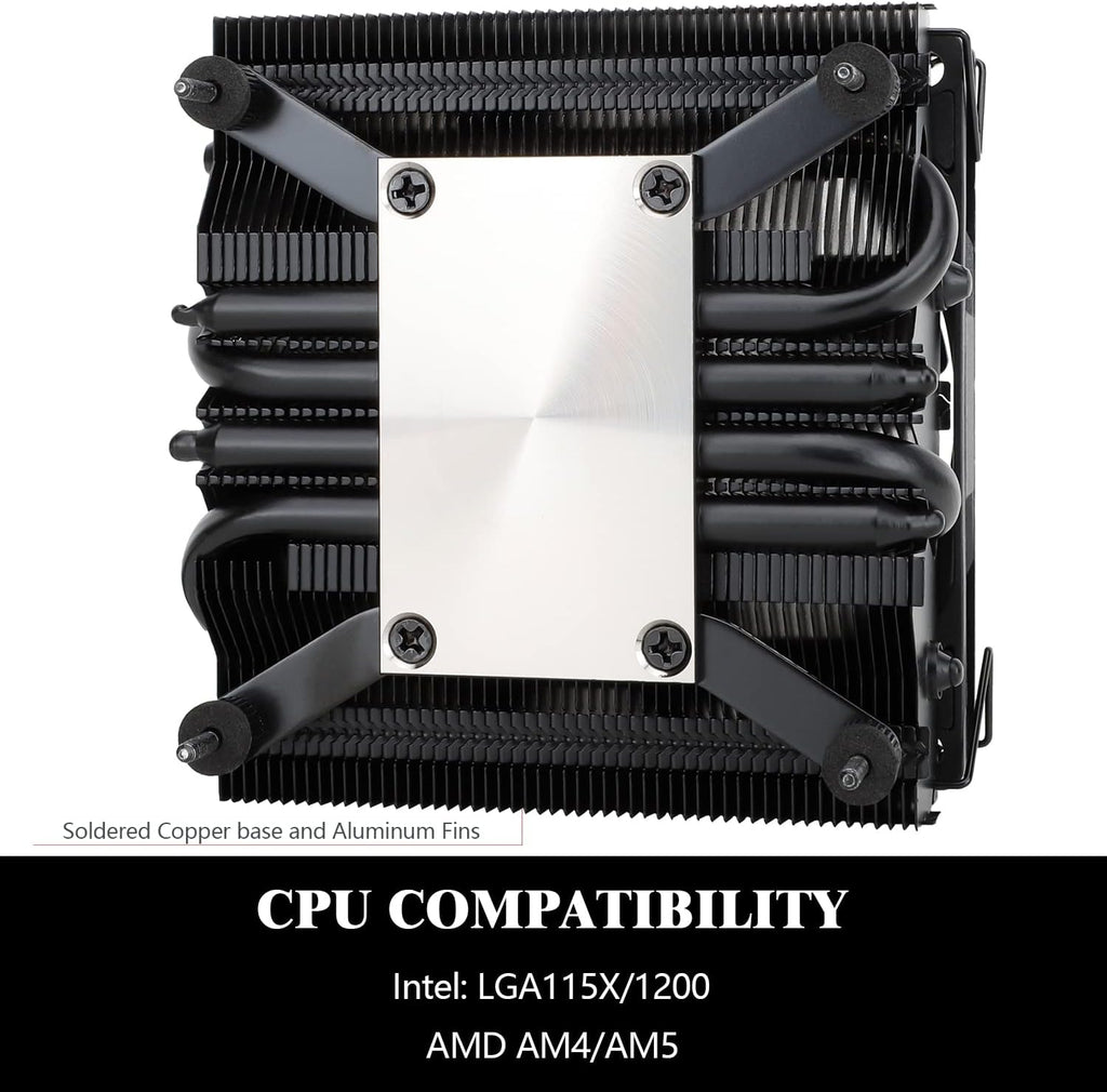 AXP90-X47 Black ITX Low Profile CPU Air Cooler, 47Mm Height Cooling, TL-9015B Slim PWM Fan Low Noise 22.4Dba, 2700RPM Speed, for Am4/Am5/Intel Lga1700/1851/1150/1151/1155/1156/1200(Black)