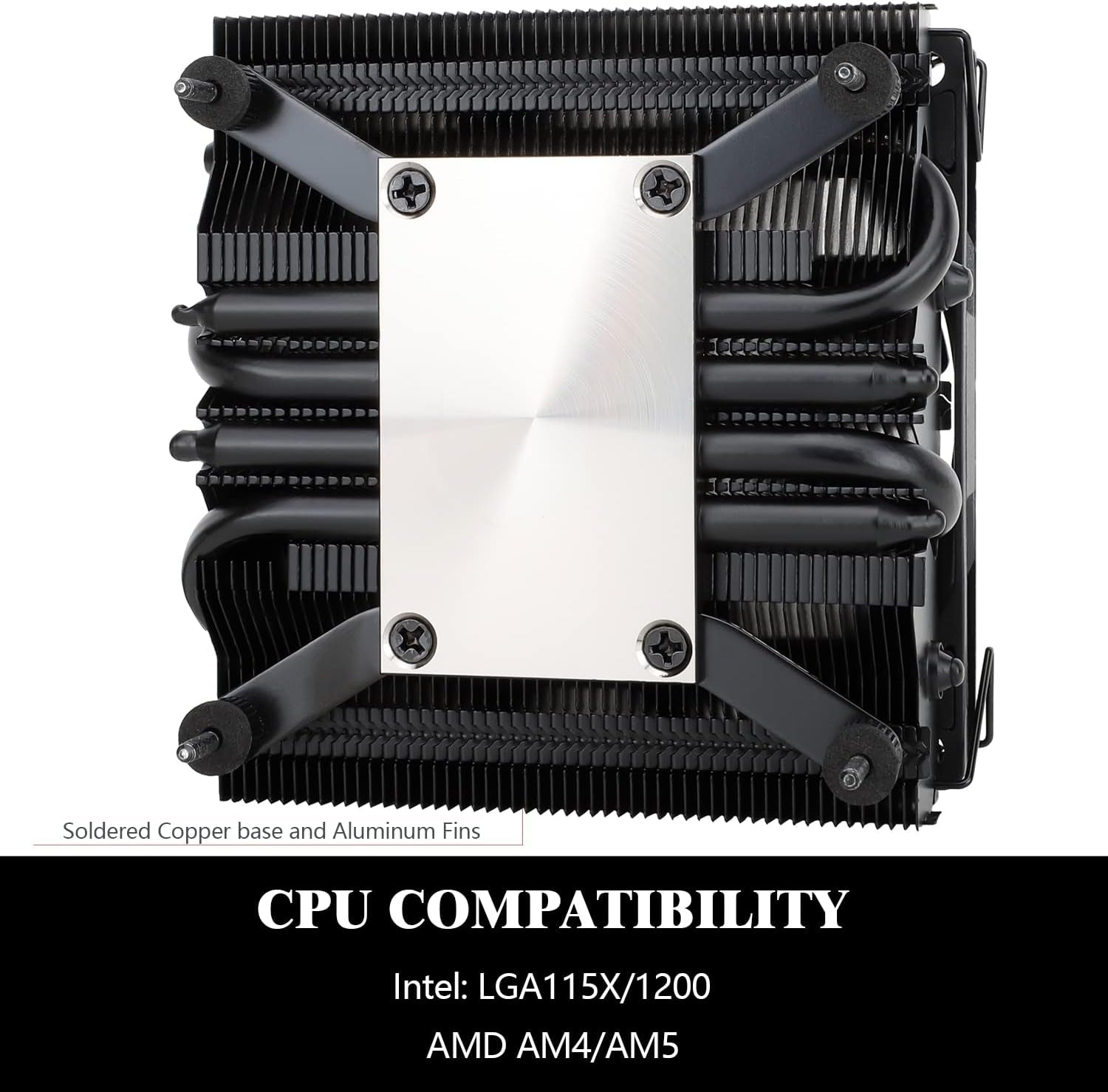 AXP90-X47 Black ITX Low Profile CPU Air Cooler, 47Mm Height Cooling, TL-9015B Slim PWM Fan Low Noise 22.4Dba, 2700RPM Speed, for Am4/Am5/Intel Lga1700/1851/1150/1151/1155/1156/1200(Black)
