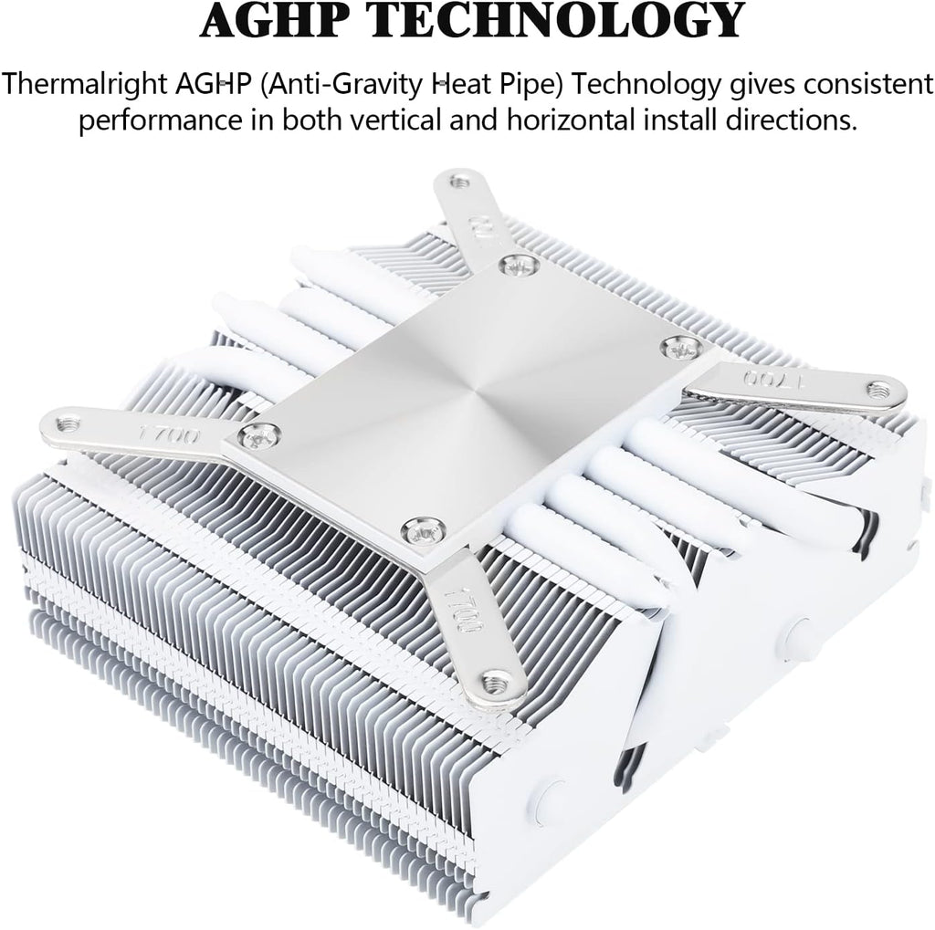 AXP90-X53 White Low Profile ITX CPU Air Cooler, 53Mm Height, TL-9015W Slim PWM Fan Low Noise 22.4Dba, Silent ITX CPU Cooler, 2700Rpm,For Am4/Am5/Intel 1150/1151/1155/1156/1200/1700/1851