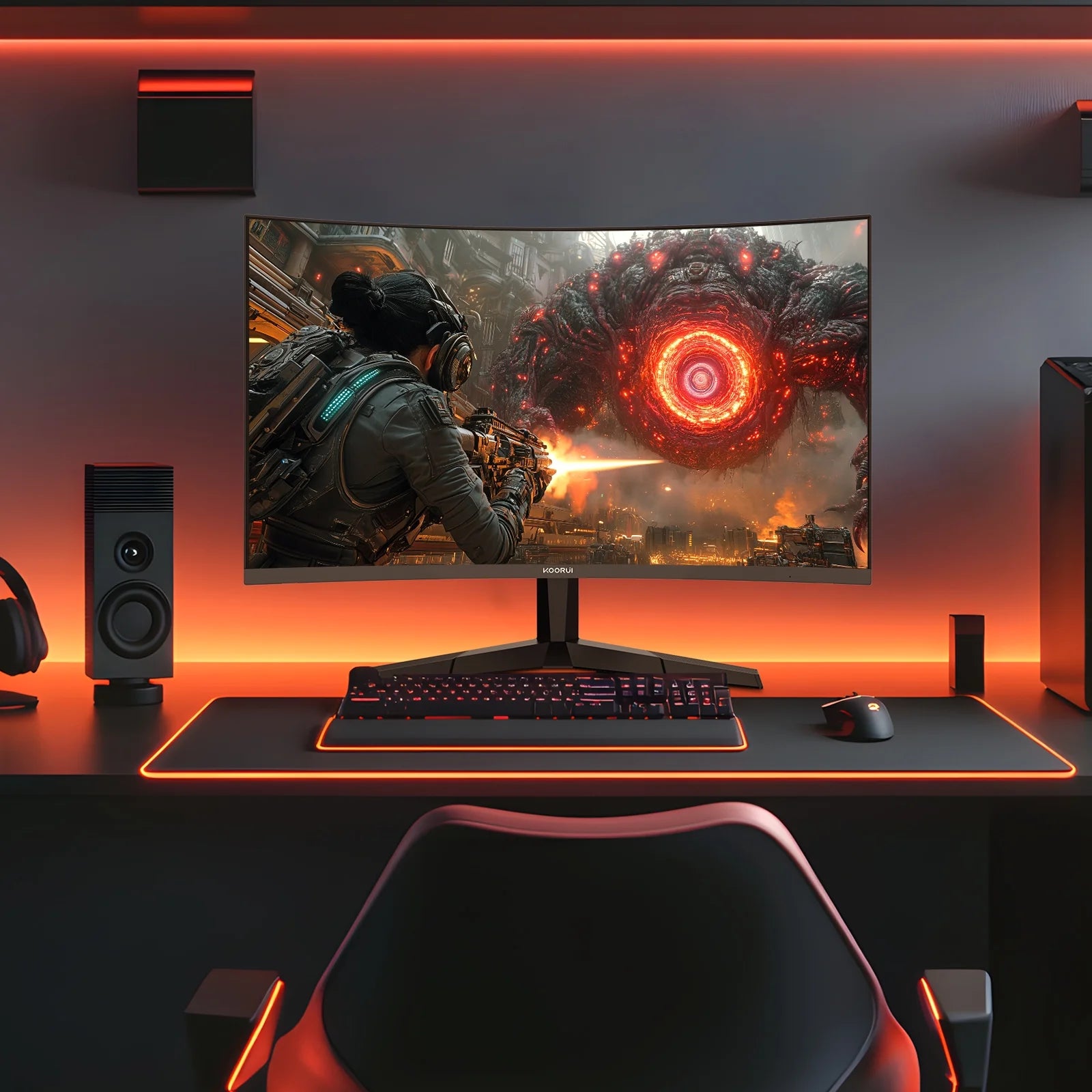 KOORUI 25" FHD Gaming Monitor, 240Hz 1080P Curved Monitor, Adaptive G-Sync, New, G2511XC