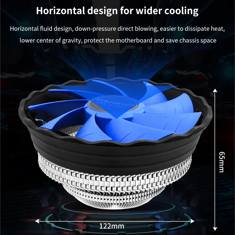 TISHRIC CPU Cooler Cooling Fan 3Pin PWM PC Processor Cooler for Intel LGA 1700 1200 1150 1151 AMD AM3 AM4