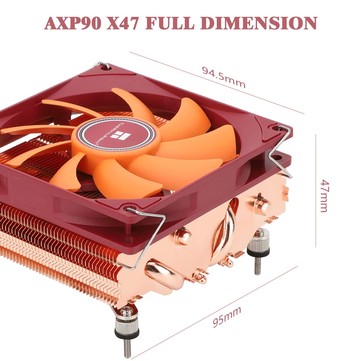 AXP90 X47 Full Low Profile CPU Cooler, 47Mm Height, with TL-9015R Slim PWM CPU Fan,Pure Copper Version, Computer ITX Heatsink Cooler, for AMD:AM4 Am5/Intel 1150/1151/1200/1700