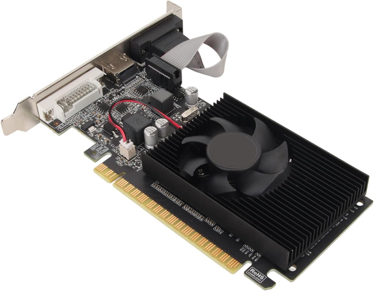 Graphics Card, 610 1GB 64Bit DDR3 PCI Express X16 2.0 Gaming Video Card with VGA DVI Port and Silent Cooling Fan for Desktop Computer