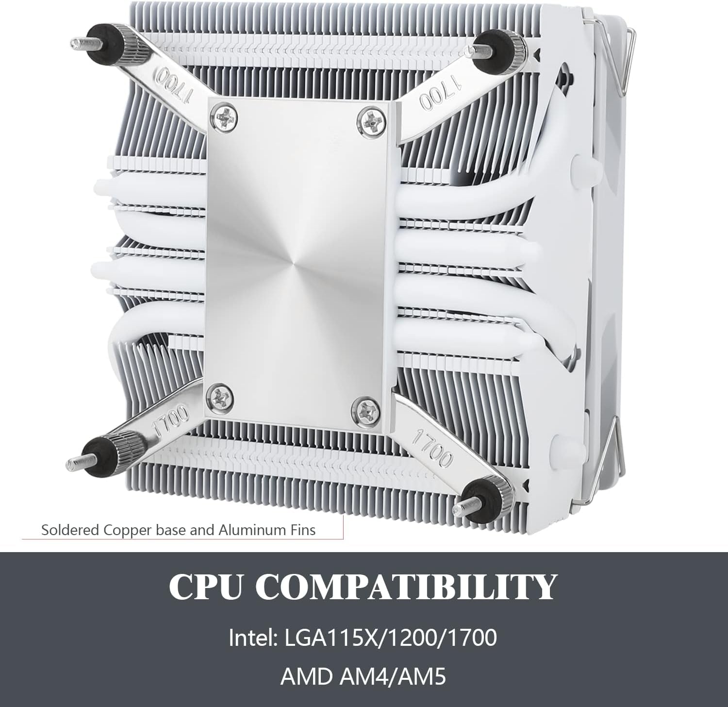 AXP90-X53 White Low Profile ITX CPU Air Cooler, 53Mm Height, TL-9015W Slim PWM Fan Low Noise 22.4Dba, Silent ITX CPU Cooler, 2700Rpm,For Am4/Am5/Intel 1150/1151/1155/1156/1200/1700/1851