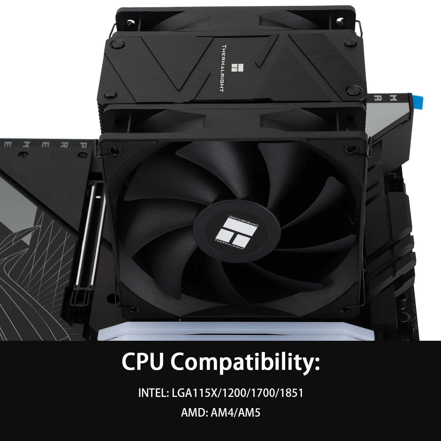 Burst Assassin 120 EVO DARK CPU Cooler, 2*120Cm PWM Quiet Fan CPU Air Cooler with 1500RPM Speed,Brushed Black Top,For Intel LGA1851/1700/1150/1151/1200&AM4/ AM5, Computer CPU Cooler,Black