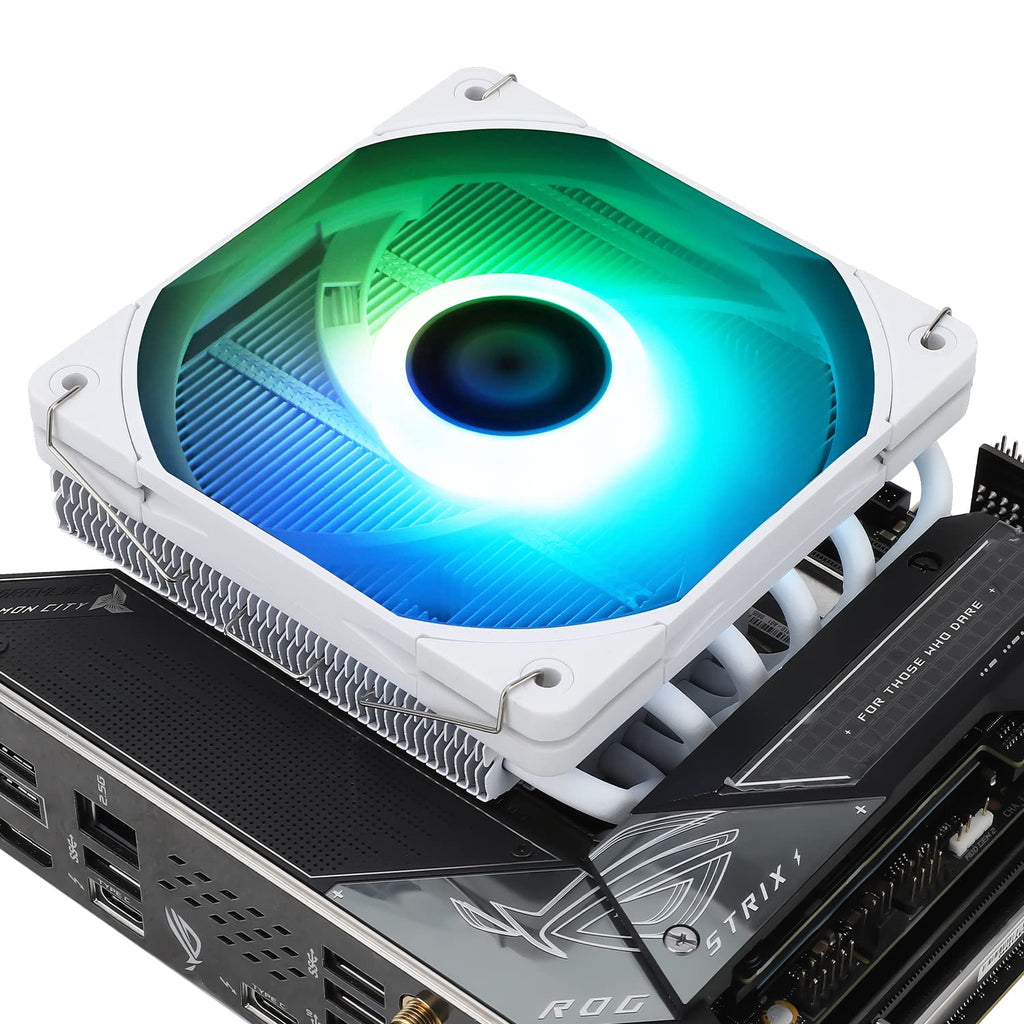 AXP120-X67 White ARGB Low Profile CPU Air Cooler with Quite TL-C12015W-S PWM Fan, 6 Heat Pipes, 67Mm Height, for AM4/ Am5/Intel LGA 1700/1851/115X/1200/2011,5V ARGB LED CPU Cooler,1800Rpm