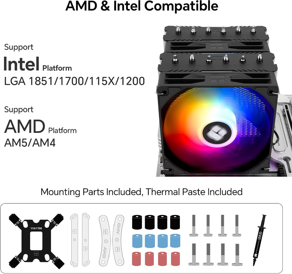 Thermalright Peerless Assassin 120 SE ARGB V2 CPU Cooler, 1850RPM | 6 Heat Pipes, Dual 120Mm PWM Fans, for AMD AM4/AM5 and Intel LGA1851/1700
