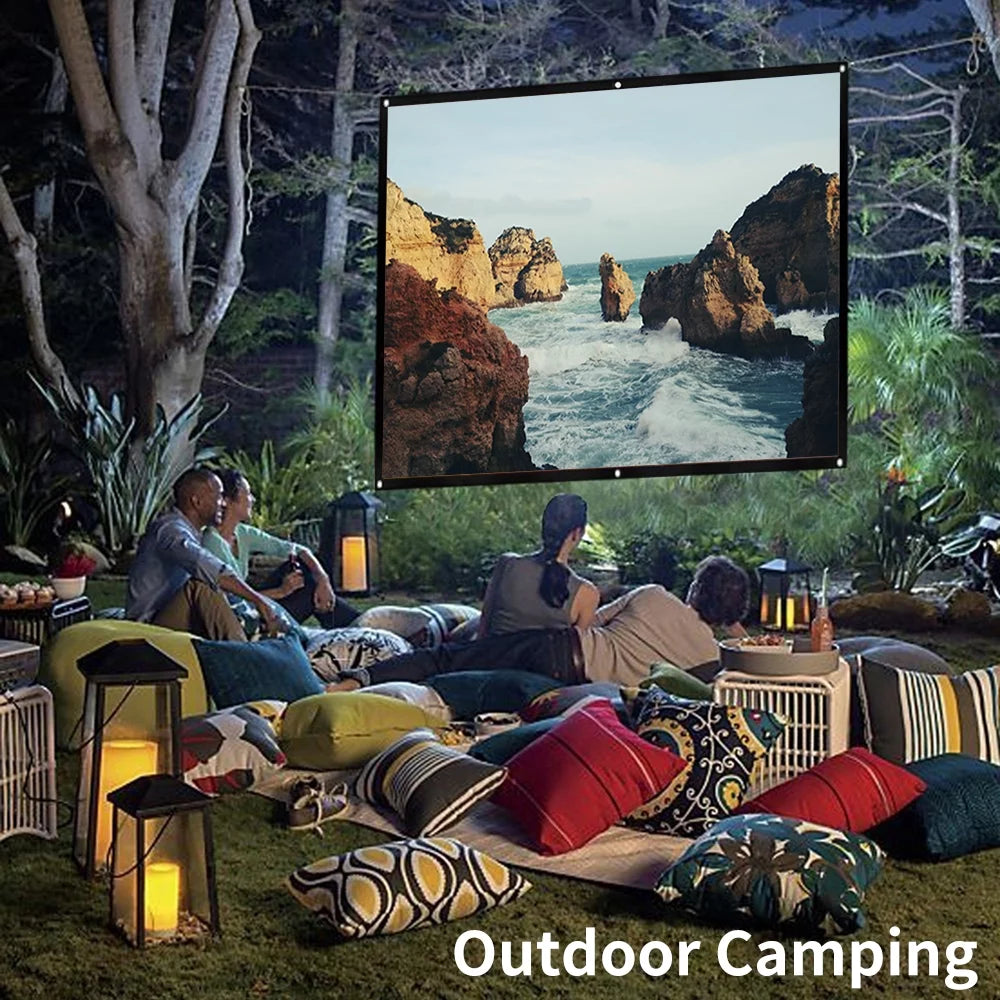 Vabogu Projector Screen 150 Inch, 4K Movie Projector Screen 16:9 HD Foldable and Portable Anti-Crease