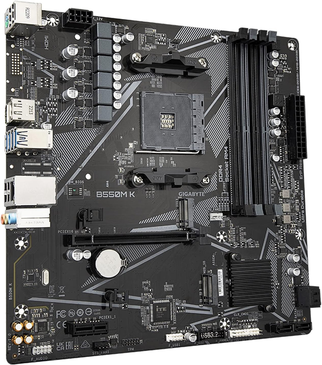 GIGABYTE B550M K AMD AM4 Micro-Atx Motherboard,Supports Ryzen 5000/4000/3000 Series Processors,Ddr4,3+3 Power Phase,2X M.2,Pcie 4.0,USB 3.2 Gen 1,Gbe Lan,Q-Flash,(Pack of 10)