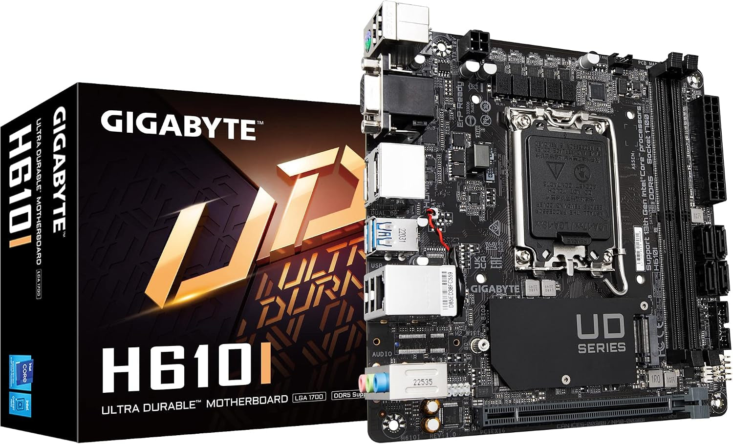 GIGABYTE H610I (H610/ Intel/Lga 1700/ Mini-Itx/ DDR5/ Single M.2/ Pcie 4.0/ USB 3.2 Gen1/ Intel Gbe LAN Chip/Motherboard)