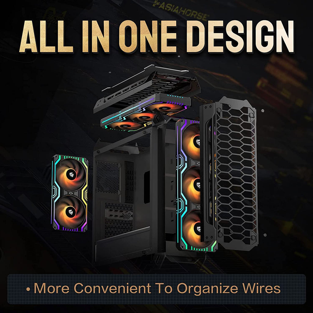 Matrix 360Mm PC Fan, 56 Addressable Leds RGB Fans, All-In-One Square Frame Integrated RGB Case Fan with MB Sync/Analog Controller, PWM Control Fan for Computer Case and Liquid Cooling System