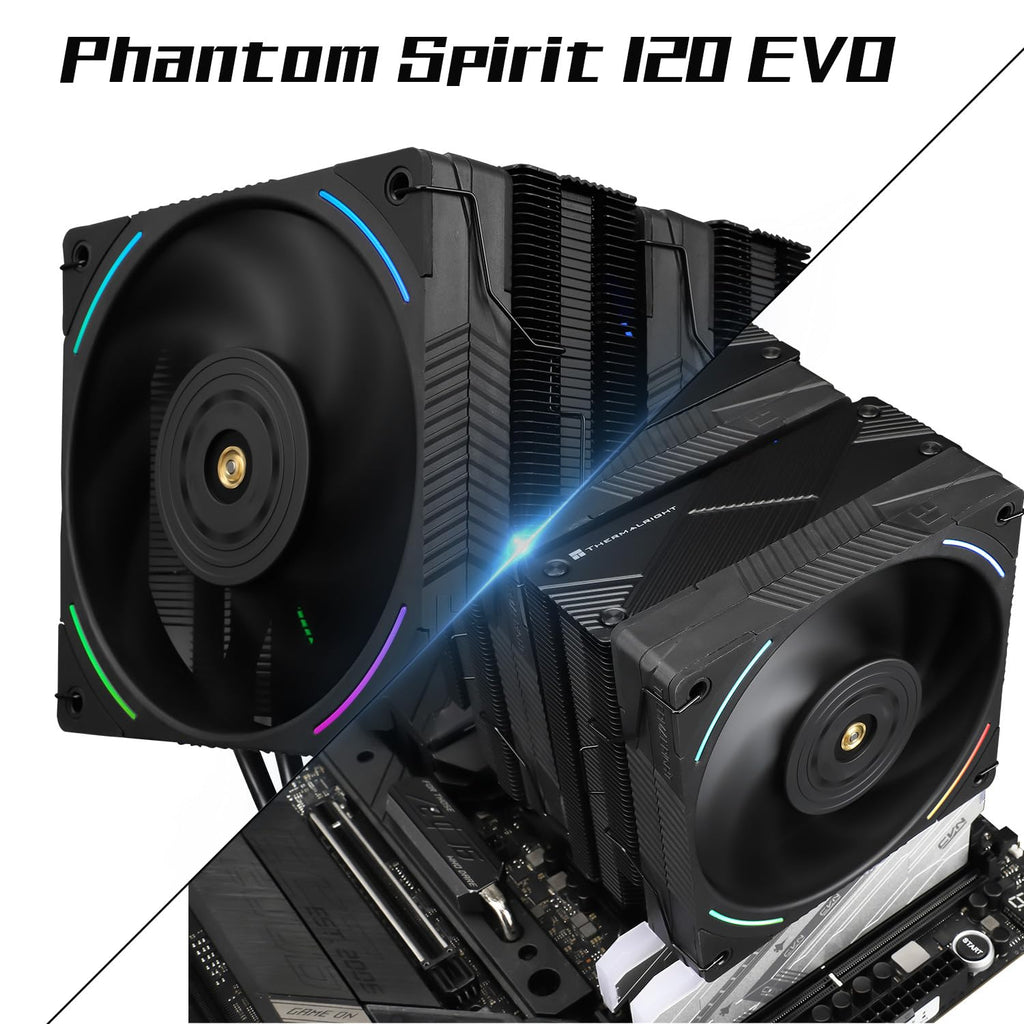 Phantom Spirit 120 EVO CPU Air Cooler, 7 Heat Pipes CPU Cooler,Dual 120Mm TL-K12 PWM Fans, 2150RPM, for AM4 /Am5/Intel 1851/1700/115X/1200/2011, PC Cooling