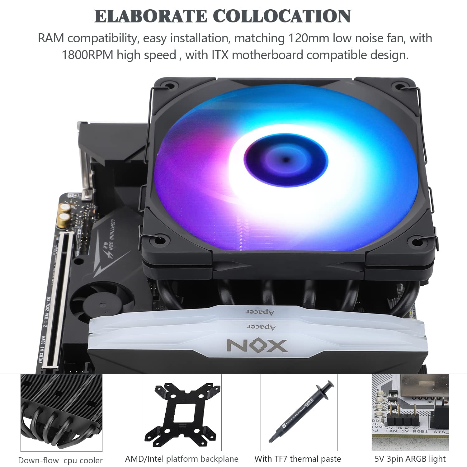 AXP-120-X67 Black ARGB Low Profile CPU Air Cooler with Quite 120Mm TL-C12015B-S Low Profile PWM Fan, 6 Heat Pipes, 67Mm Height, for AMD Am4/Intel LGA 1700/1150/1151/1851/1200/2011/2066
