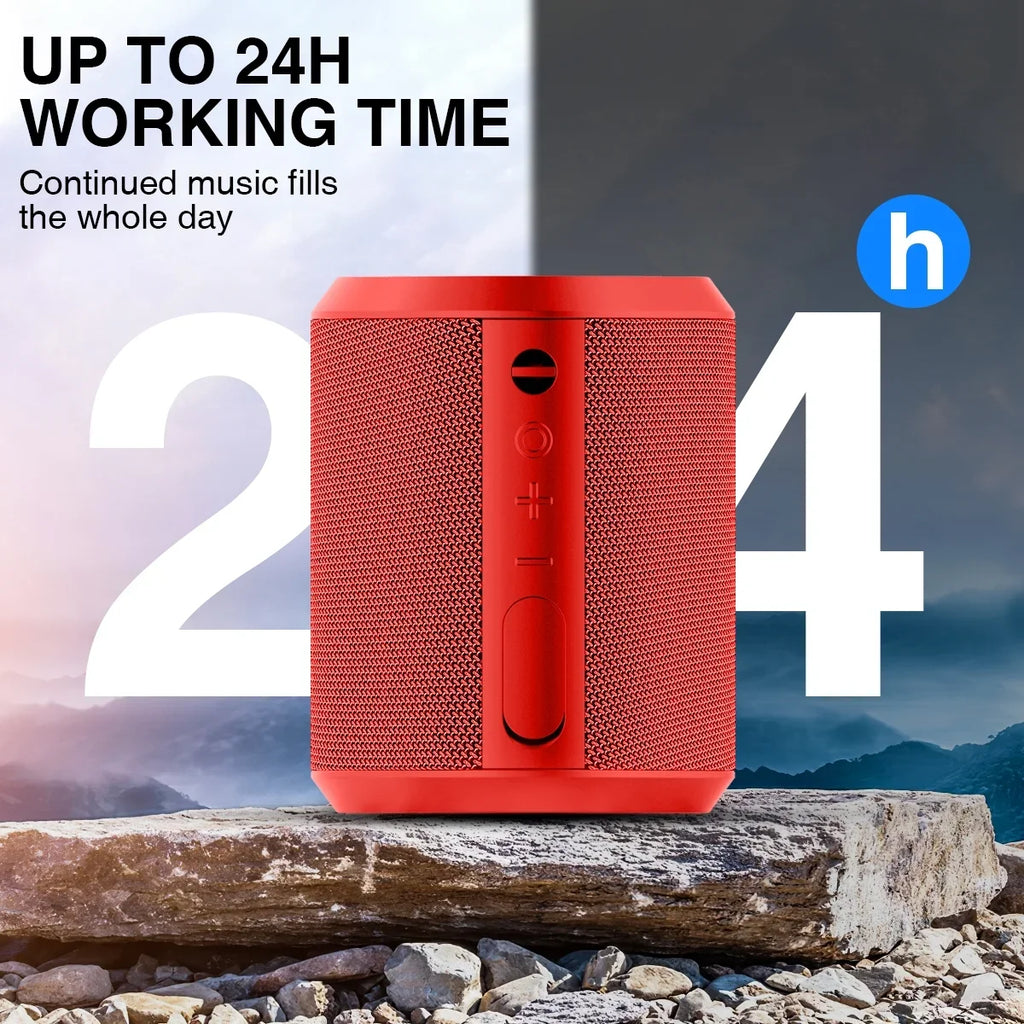 Hoey Portable Bluetooth Speaker,Ipx7 Waterproof Outdoor Speaker with 24Hr Playtime,Red