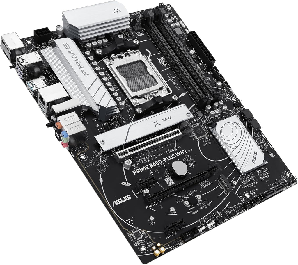 ASUS Prime B650-PLUS Wifi AMD B650 AM5 Ryzen™ Desktop 9000 8000 & 7000 ATX Motherboard, DDR5, Pcie 5.0 M.2, 2.5Gb LAN, Wifi 6E, HDMI™, SATA 6 Gbps, USB Type-C®, BIOS Flashback™, Thunderbolt™ 4 Header