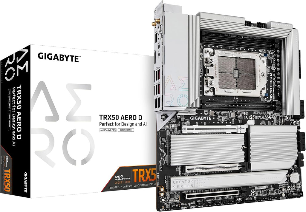 GIGABYTE TRX50 AERO D (Str5/ AMD/ TRX50/ E-ATX/ DDR5/ Pcie 5.0 M.2/ Pcie 5.0/ USB4 Type-C/Wi-Fi 7/ Marvell 10Gbe/ Motherboard)