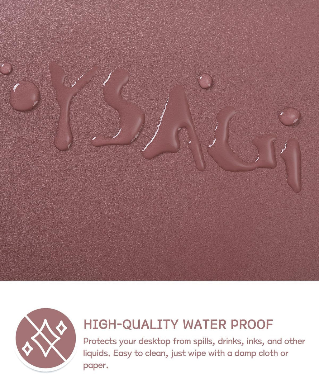 Non-Slip Leather Desk Pad L Size, Waterproof Laptop Computer Desk Keyboard Mat, Table Protector Blotter Mat, Large Mouse Pad for Office/Work/Home/Decor(Dark Pink, 35.4" X 17")