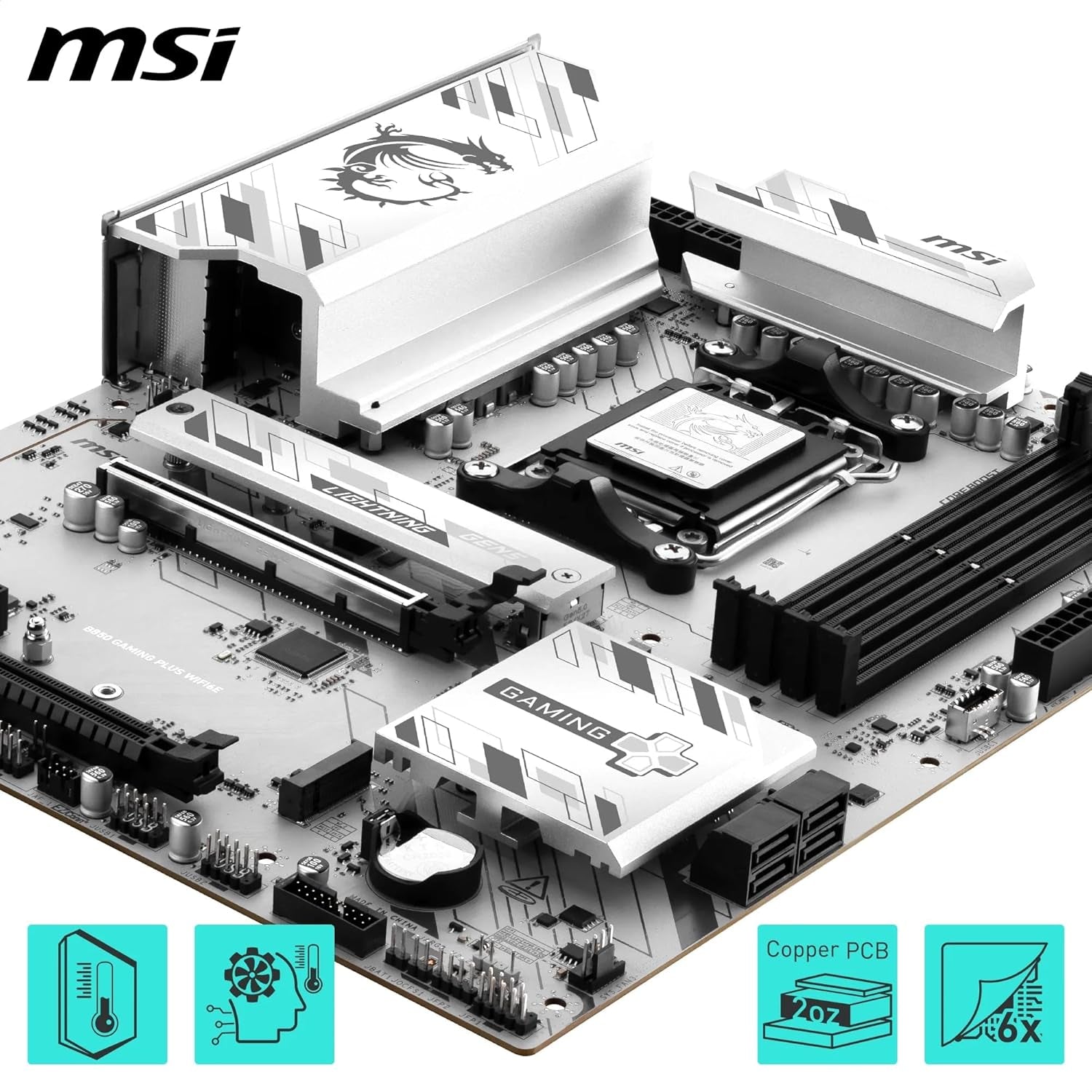 MSI B850 Gaming plus WIFI6E Motherboard, ATX - Supports AMD Ryzen 9000/8000 / 7000 Processors, AM5 - DDR5 Memory Boost 8200+ Mt/S (OC), Pcie 4.0 X16, M.2 Gen5, Wi-Fi 6E, 2.5G LAN