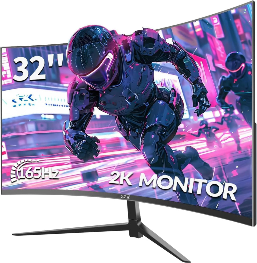 32 Inch Curved Monitor,1440P VA Screen 165Hz, 1500R Curved Gming Monitor,Computer Monitor 1Ms,Freesync & G-Sync, HDR10, 120% Srgb Coverage, DP/HDMI, PC Monitor VESA Mount Compatible