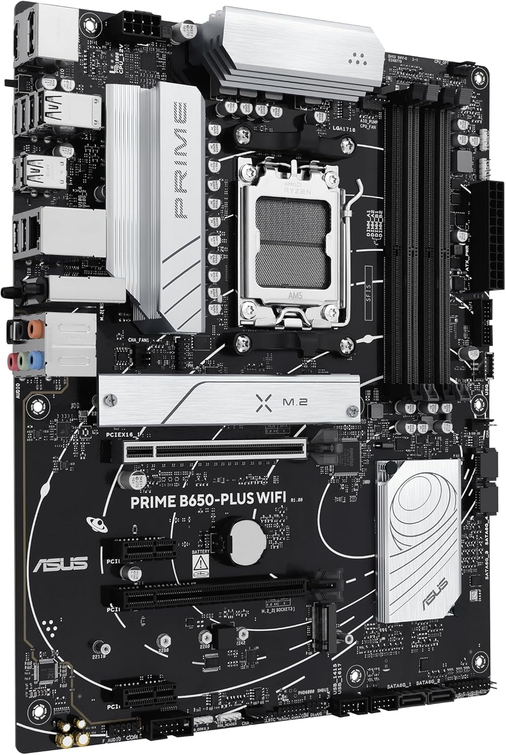 ASUS Prime B650-PLUS Wifi AMD B650 AM5 Ryzen™ Desktop 9000 8000 & 7000 ATX Motherboard, DDR5, Pcie 5.0 M.2, 2.5Gb LAN, Wifi 6E, HDMI™, SATA 6 Gbps, USB Type-C®, BIOS Flashback™, Thunderbolt™ 4 Header