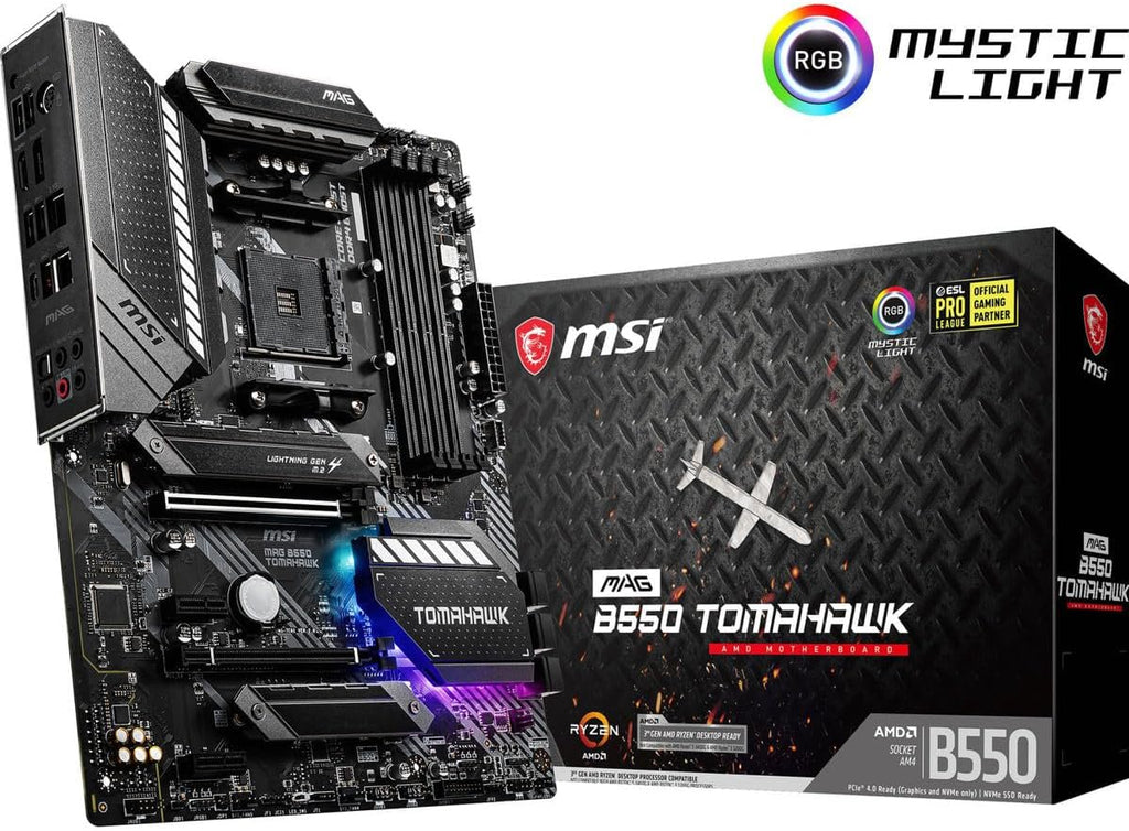 MSI MAG B550 Tomahawk Gaming Motherboard (AMD Ryzen 5000 Series, AM4, DDR4, Pcie 4.0, SATA 6Gb/S, M.2, USB 3.2 Gen 2, HDMI/DP, 2.5Gbps LAN, ATX)