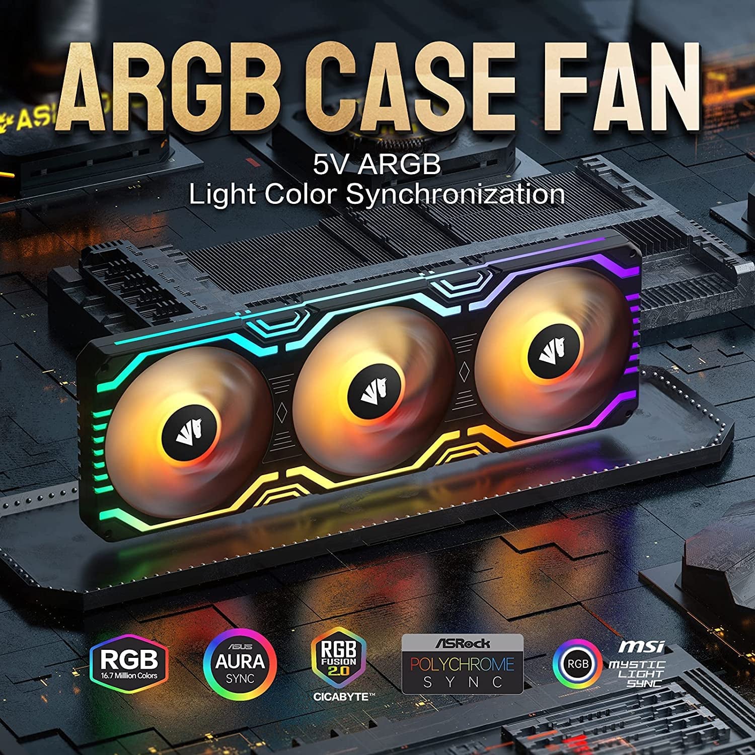 Matrix 360Mm PC Fan, 56 Addressable Leds RGB Fans, All-In-One Square Frame Integrated RGB Case Fan with MB Sync/Analog Controller, PWM Control Fan for Computer Case and Liquid Cooling System