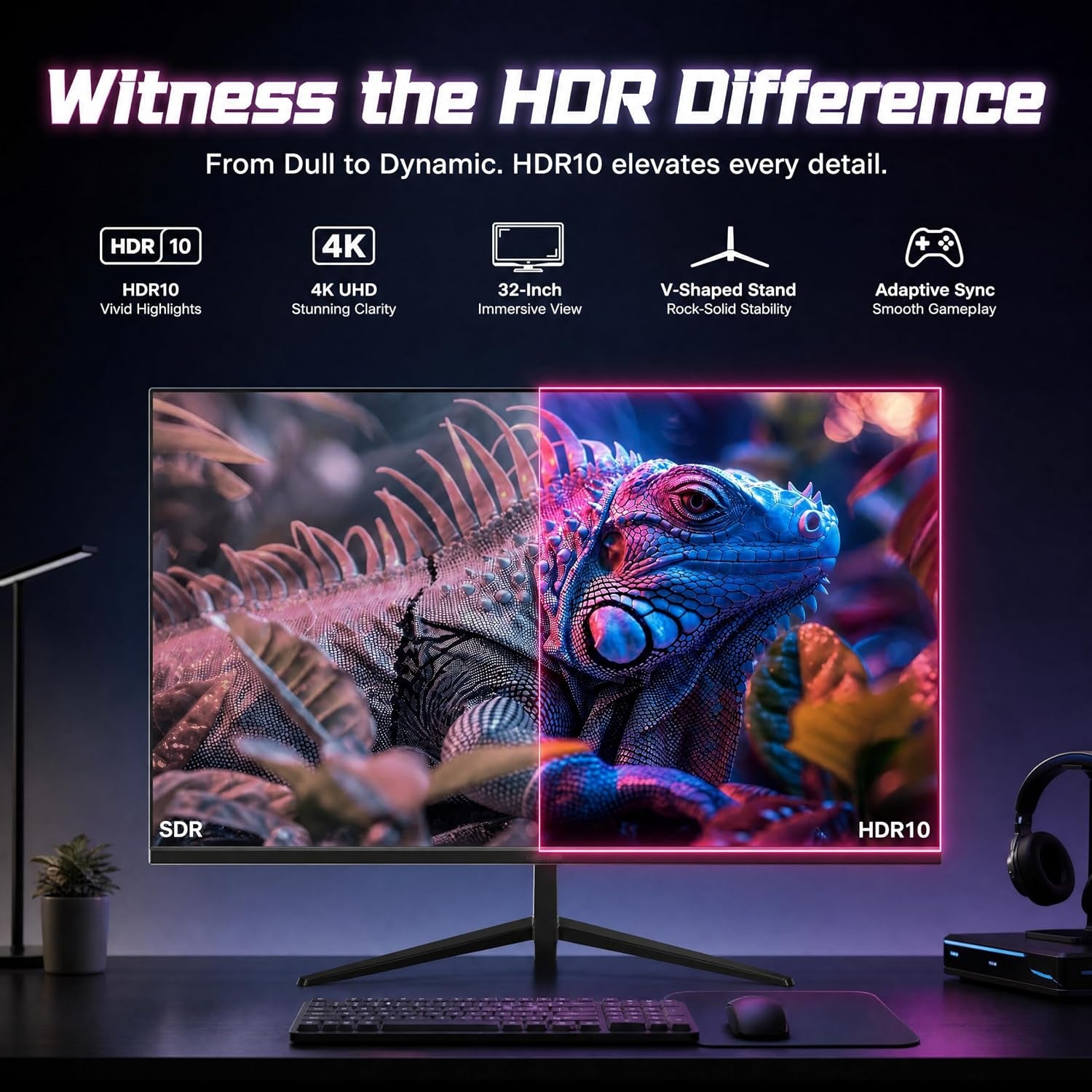 32 Inch 4K UHD (3840 X 2160) Monitor, PC Monitor 60Hz, Computer Monitor, HDR 10, DP HDMI VESA