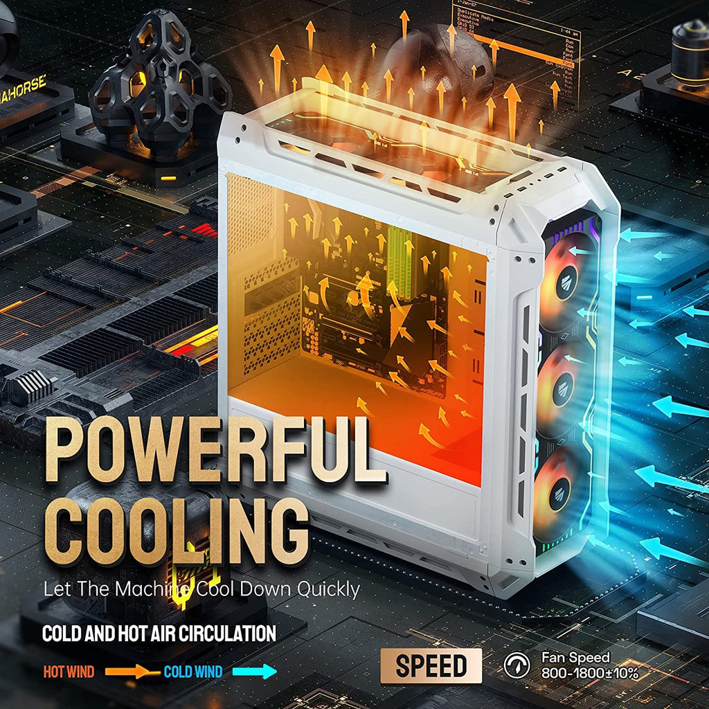Matrix 360Mm PC Fan, 56 Addressable Leds RGB Fans, All-In-One Square Frame Integrated RGB Case Fan with MB Sync/Analog Controller, PWM Control Fan for Computer Case and Liquid Cooling System