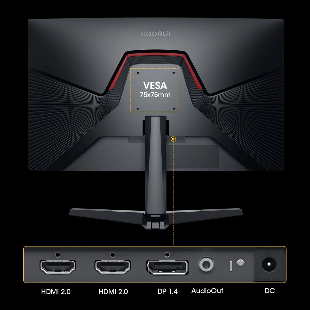 KOORUI 25" FHD Gaming Monitor, 240Hz 1080P Curved Monitor, Adaptive G-Sync, New, G2511XC