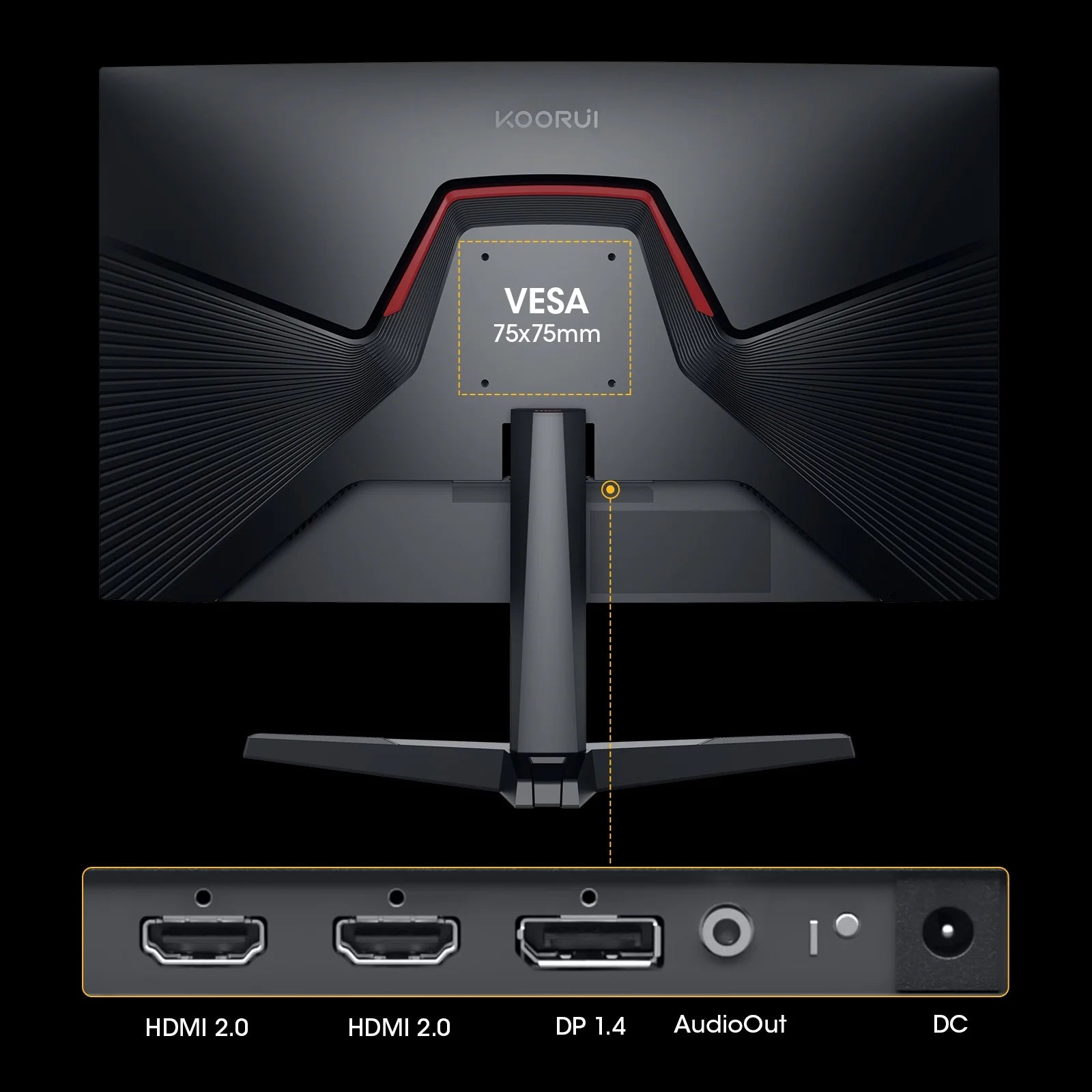 KOORUI 25" FHD Gaming Monitor, 240Hz 1080P Curved Monitor, Adaptive G-Sync, New, G2511XC