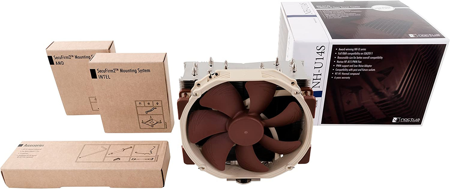 NH-U14S, Premium CPU Cooler with NF-A15 140Mm Fan (Brown)