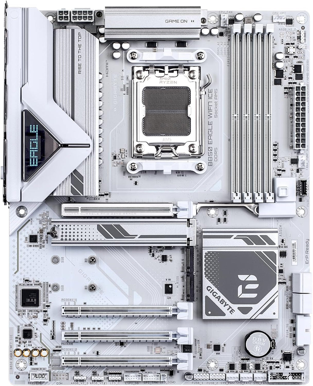 GIGABYTE B850 Eagle WIFI7 ICE AMD AM5 ATX Motherboard, Support AMD Ryzen 9000/8000/7000 Series, DDR5, 8+2+2 Power Phase, 3X M.2, Pcie 5.0, USB-C, WIFI7, 2.5Gbe LAN, Ez-Latch, 3-Year Warranty