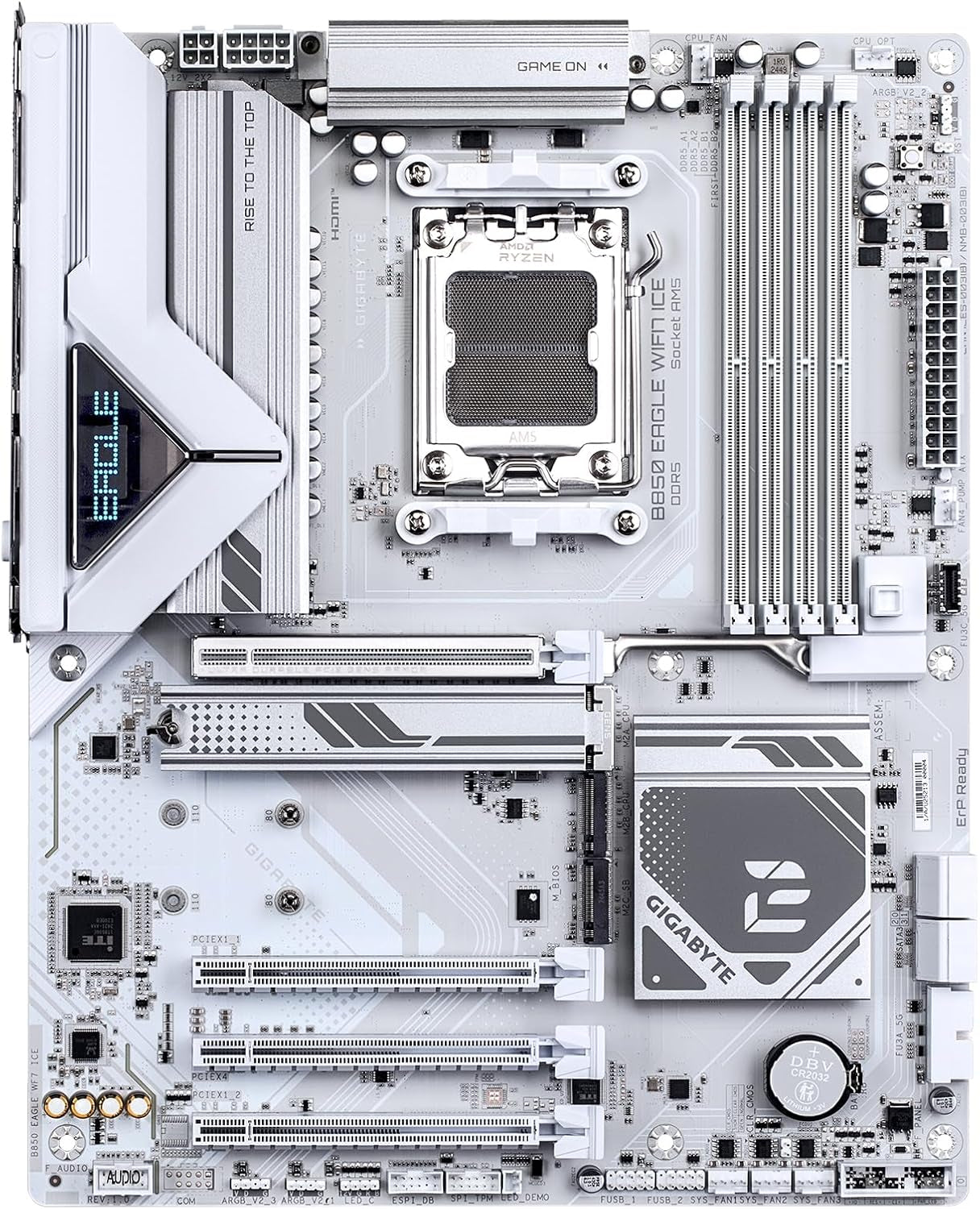 GIGABYTE B850 Eagle WIFI7 ICE AMD AM5 ATX Motherboard, Support AMD Ryzen 9000/8000/7000 Series, DDR5, 8+2+2 Power Phase, 3X M.2, Pcie 5.0, USB-C, WIFI7, 2.5Gbe LAN, Ez-Latch, 3-Year Warranty