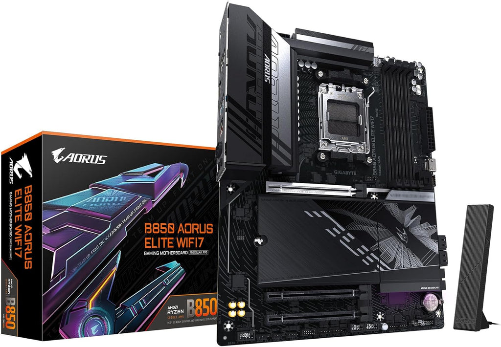 GIGABYTE B850 AORUS Elite WIFI7 AMD AM5 ATX Motherboard, Support AMD Ryzen 9000/8000/7000 Series, DDR5, 14+2+2 Power Phase, 3X M.2, Pcie 5.0, USB-C, WIFI7, 2.5Gbe LAN, Ez-Latch, 5-Year Warranty