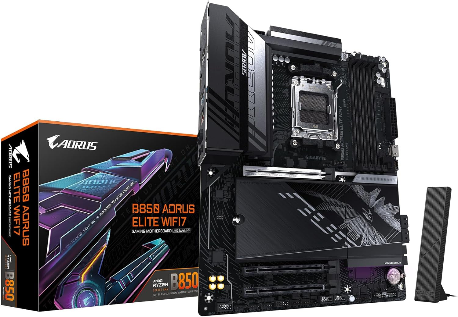 GIGABYTE B850 AORUS Elite WIFI7 AMD AM5 ATX Motherboard, Support AMD Ryzen 9000/8000/7000 Series, DDR5, 14+2+2 Power Phase, 3X M.2, Pcie 5.0, USB-C, WIFI7, 2.5Gbe LAN, Ez-Latch, 5-Year Warranty