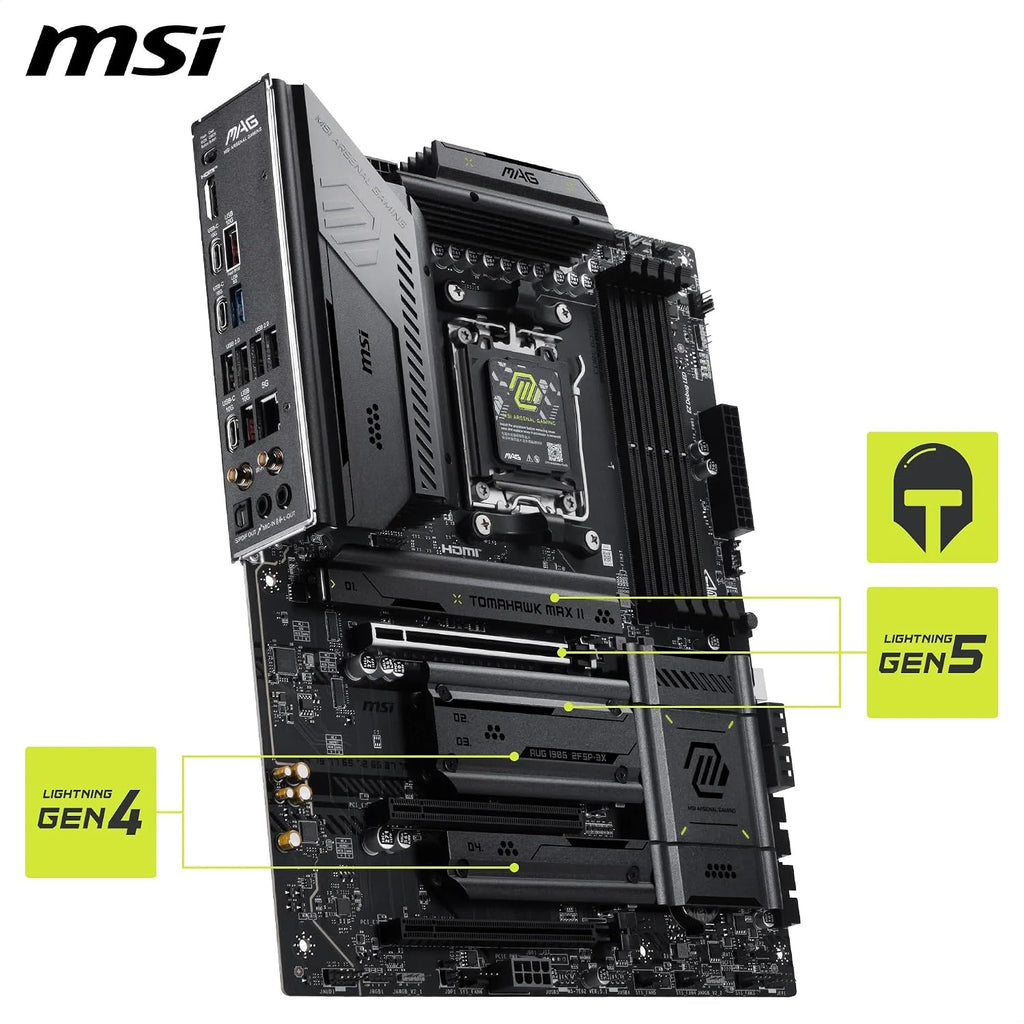 MSI MAG B850 Tomahawk MAX Wifi II Motherboard - Supports AMD Ryzen 9000/8000 / 7000 Processors, AM5-80A SPS VRM, DDR5 Memory Boost (Up to 8400+ Mt/S OC), Pcie 5.0 X16, M.2 Gen5, Wi-Fi 7, 5G L