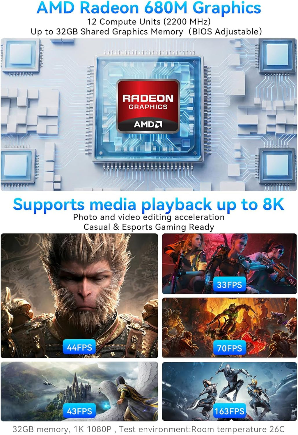 K16 Mini PC Gaming AMD Ryzen7 7735HS 32GB LPDDR5 6400Mt/S | Dual NIC LAN 2.5Gbe, Oculink,Triple Display HDMI 2.0+DP1.4+USB4, 1TB Pcle 4.0 SSD, Wifi6E, BT5.2