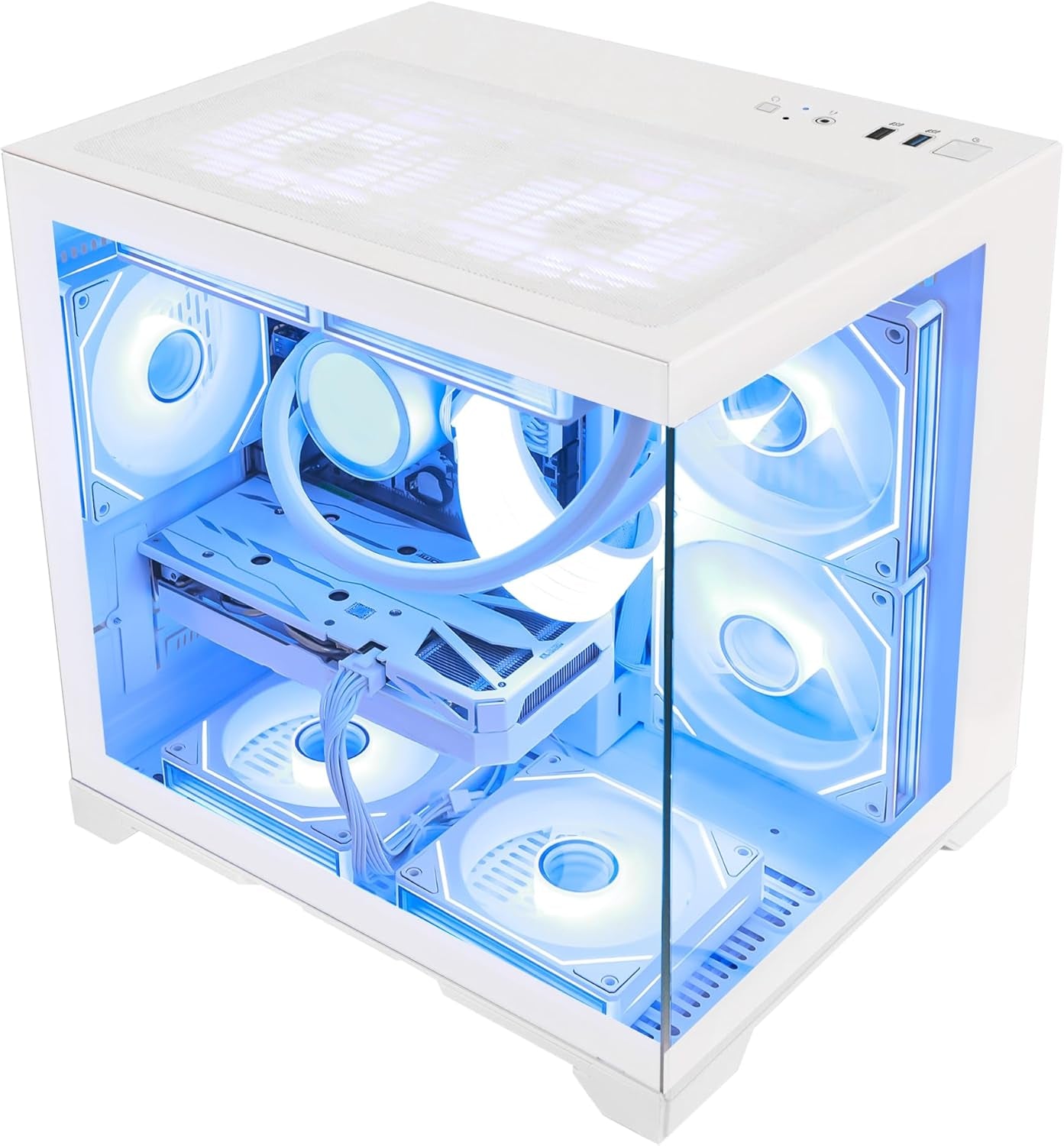 Gaming PC -AMD Ryzen 7 5700X 3.4 Ghz- RX 6500XT 4GB-16GB DDR4 RAM-1TB Pcie SSD-240 Liquid Cooler -Wifi &Bluetooth -ARGB Fans with Software Control-Windows 11 Desktop Computer-White