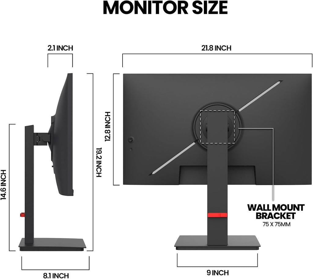 24.5" FHD 200Hz Vertical Monitor, Height/Pivot/Swivel/Tilt Adjustable | 120%Srgb Color, Freesync, HDMI/DP, Low Blue Light, and 75X75Mm Wall Mount for PC Gaming, Coding, Streaming, Study, and Office
