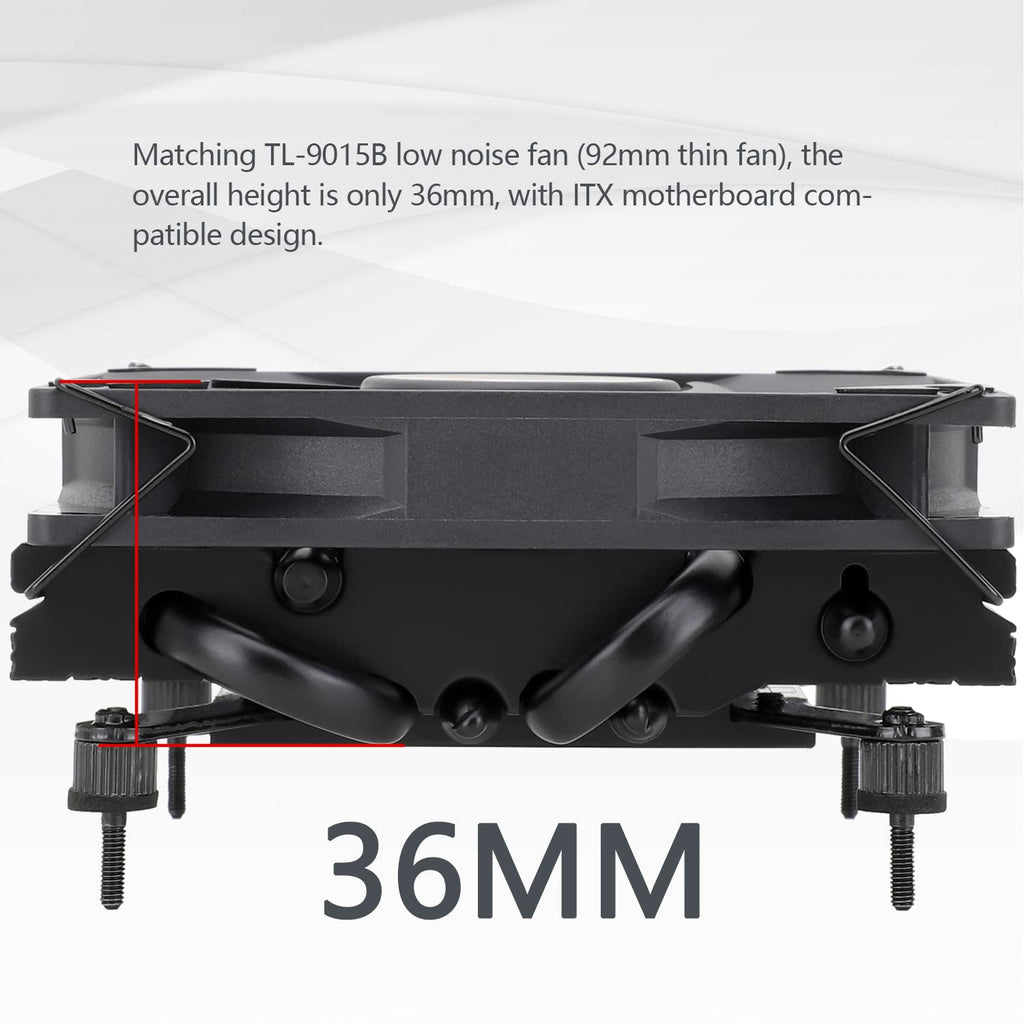 AXP90 X36 Black Low Profile CPU Cooler, with 92Mm TL-9015B Slim PWM Fan, ITX CPU Cooler, AGHP Technology, 36Mm Height,For AMD AM4 Am5/Intel 1150/1151/1155/1851/1200/1700(AXP90 X36 Black)