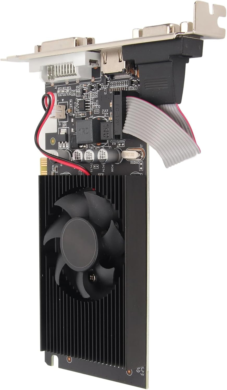 GT610 Graphics Card, 2GB 64Bit DDR3 Computer Gaming Graphics Card, DVI VGA, PCI Express 1.1 X 16, Single Cooling Fan, for Computer Desktop