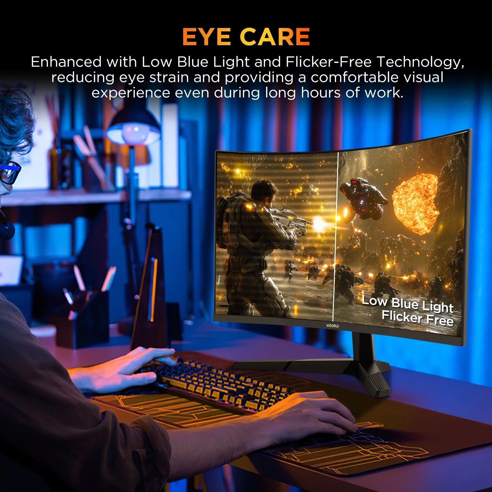 KOORUI 25" FHD Gaming Monitor, 240Hz 1080P Curved Monitor, Adaptive G-Sync, New, G2511XC
