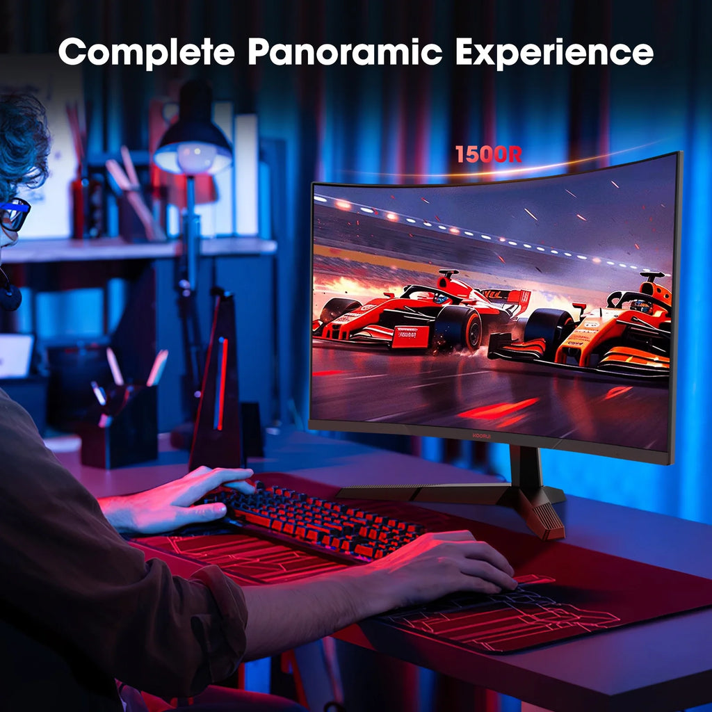 KOORUI 27 Inch 1440P Curved Gaming Monitor, 180Hz QHD Computer Monitor, 1Ms Adaptive-Sync, Hdmi/Displayport, 27E6QCA