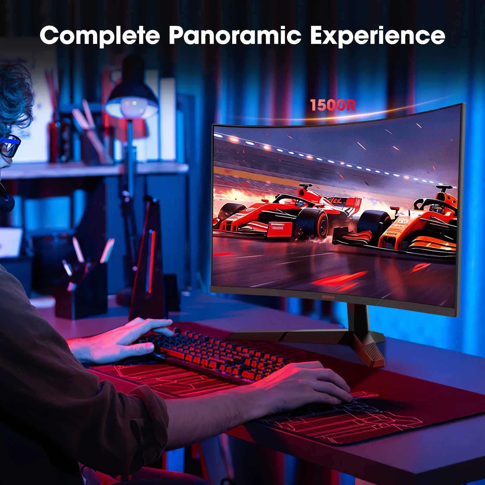 KOORUI 27 Inch 1440P Curved Gaming Monitor, 180Hz QHD Computer Monitor, 1Ms Adaptive-Sync, Hdmi/Displayport, 27E6QCA