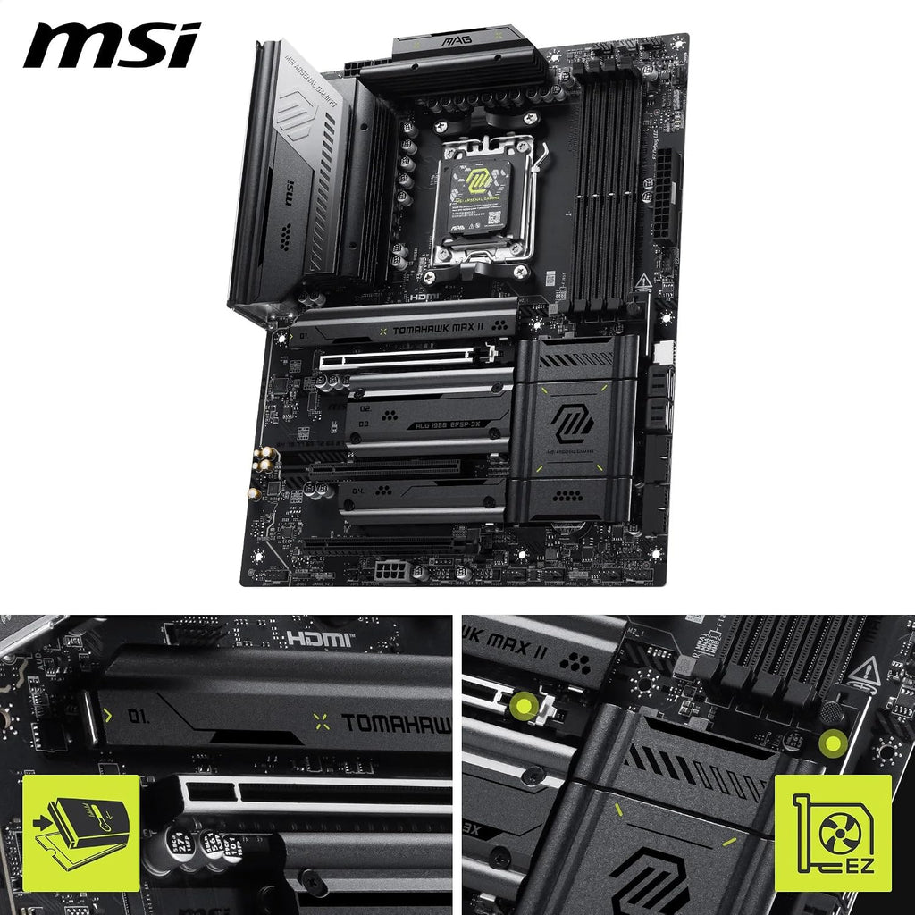 MSI MAG B850 Tomahawk MAX Wifi II Motherboard - Supports AMD Ryzen 9000/8000 / 7000 Processors, AM5-80A SPS VRM, DDR5 Memory Boost (Up to 8400+ Mt/S OC), Pcie 5.0 X16, M.2 Gen5, Wi-Fi 7, 5G L