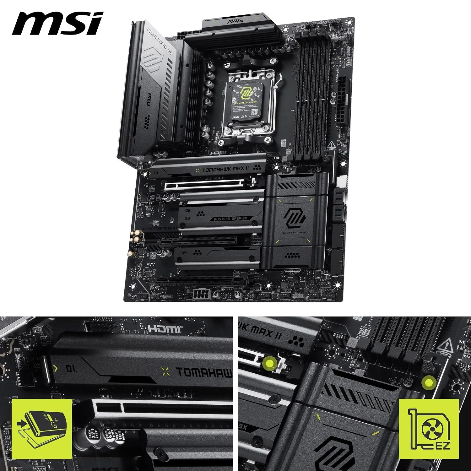 MSI MAG B850 Tomahawk MAX Wifi II Motherboard - Supports AMD Ryzen 9000/8000 / 7000 Processors, AM5-80A SPS VRM, DDR5 Memory Boost (Up to 8400+ Mt/S OC), Pcie 5.0 X16, M.2 Gen5, Wi-Fi 7, 5G L