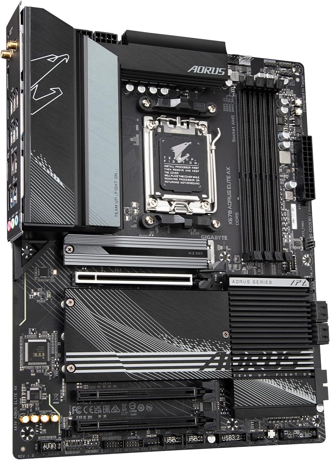 GIGABYTE X670 AORUS Elite AX AMD AM5 ATX Motherboard, Support Ryzen 9000/8000/7000 Series, DDR5, 8+8 Power Phase, 4X M.2, Pcie 5.0, USB-C 3.2 Gen2X2, WIFI6E, 2.5Gbe, Ez-Latch, Q-Flash, Smart Fan 6