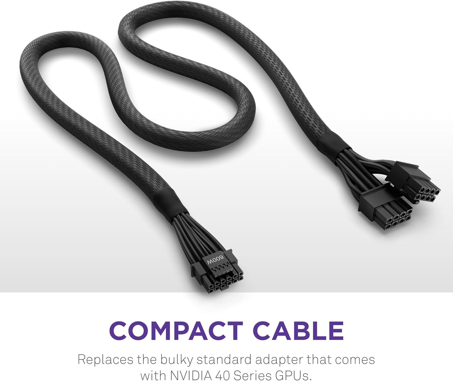 12VHPWR Adapter Cable - 12+4-Pin (16-Pin) 12HVPWR to Dual 8-Pin Pcie - Compatible with NVIDIA 40 Series Graphics Cards and Existing  ATX 2.X Psus (Pa-Xg1Bb) - Rated for 600 Watts - Black