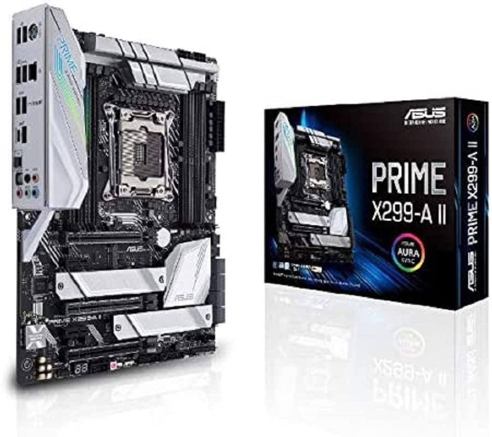 Asus Prime X299- a II ATX Motherboard (Intel X299) LGA 2066, 12 IR3555 Power Stages, DDR4 4266 Mhz, Triple M.2, USB 3.2 Gen 2 Type-C, Intel LAN and Aura Sync RGB Lighting